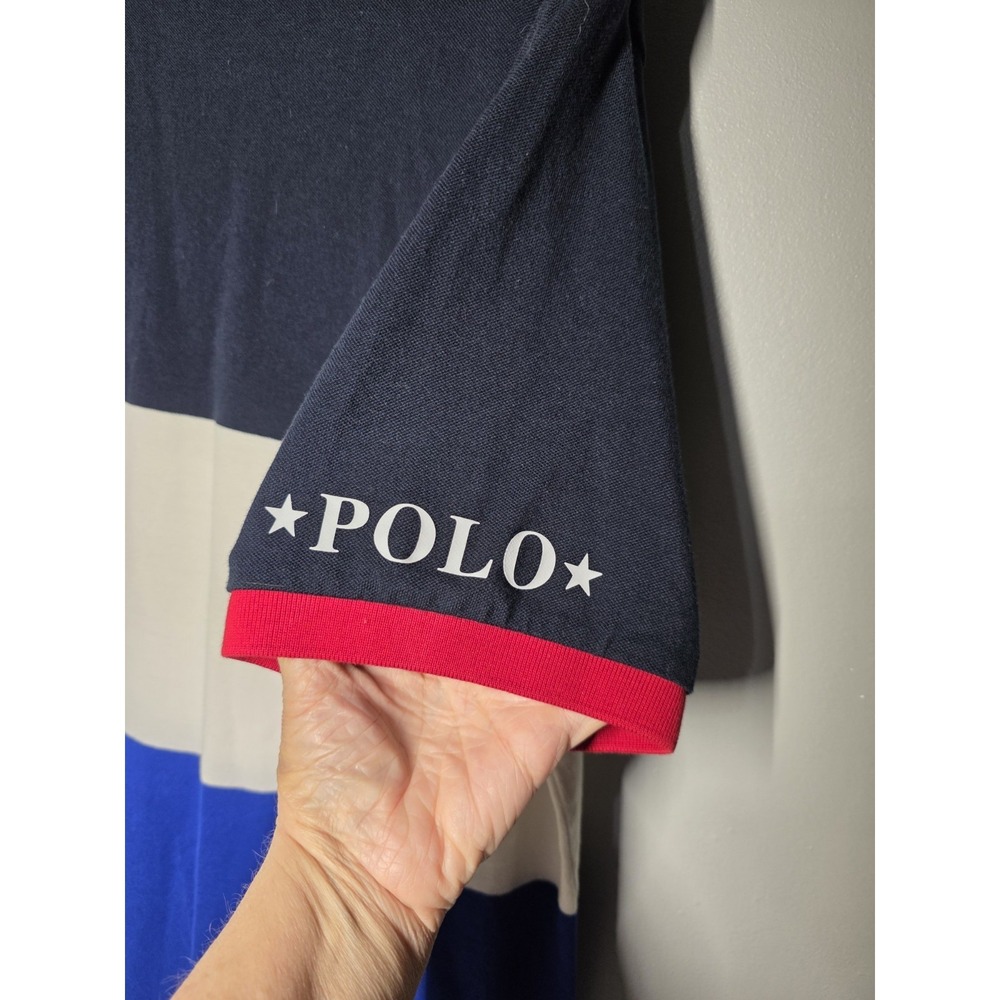 Polo Ralph Lauren Mens Size Lg‎ Classic Fit Colorblock Polo Shirt Navy White Red - Picture 5 of 9